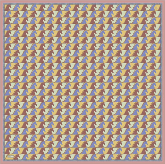 Sarı Geometrik Desen %100 Twill İpek Eşarp 4406-32