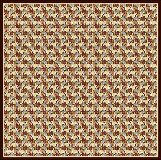 Sarı Geometrik Desen %100 Twill İpek Eşarp 4402-02