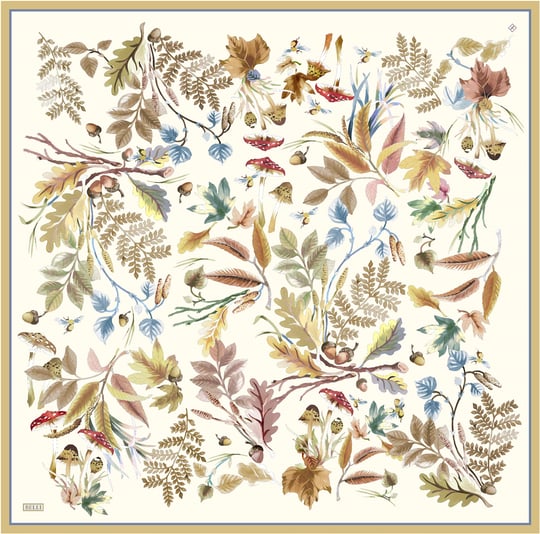Sarı Soyut Desen %100 Twill İpek Eşarp 4412-50