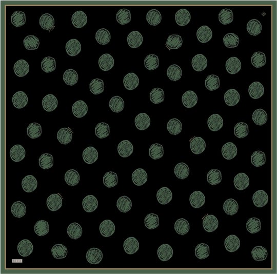 Siyah Geometrik Desen %100 Twill İpek Eşarp 4427-35