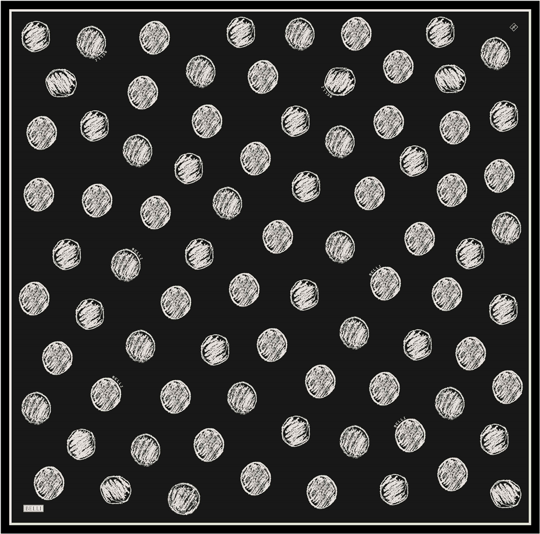 Siyah Geometrik Desen %100 Twill İpek Eşarp 4427-02