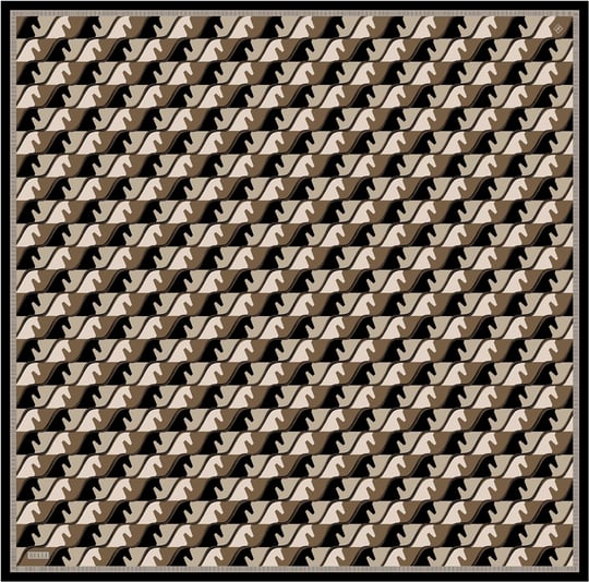 Siyah Geometrik Desen %100 Twill İpek Eşarp 4406-05