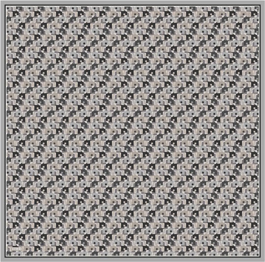 Siyah Geometrik Desen %100 Twill İpek Eşarp 4402-32