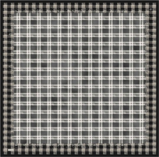 Siyah Geometrik Desen %100 Twill İpek Eşarp 4421-84