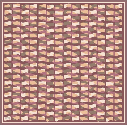 Somon Geometrik Desen %100 Twill İpek Eşarp 4420-02
