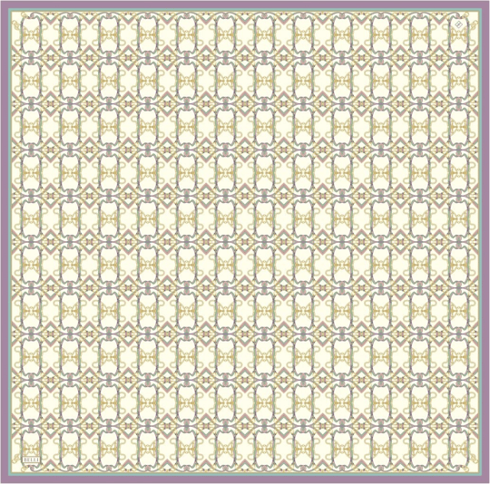 Yeşil Çok Renkli Klasik Desen %100 Twill İpek Eşarp 4328-83