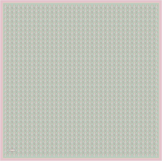 Yeşil Etnik Desen %100 Twill İpek Eşarp 4308-34
