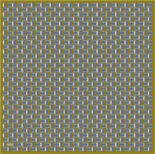 Yeşil Geometrik Desen %100 Twill İpek Eşarp 4407-80