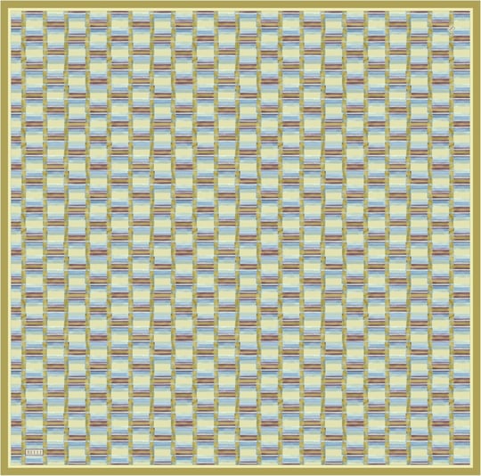 Yeşil Geometrik Desen %100 Twill İpek Eşarp 4302-52