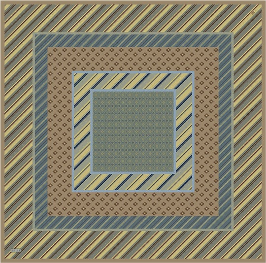Yeşil Geometrik Desen %100 Twill İpek Eşarp 4423-02