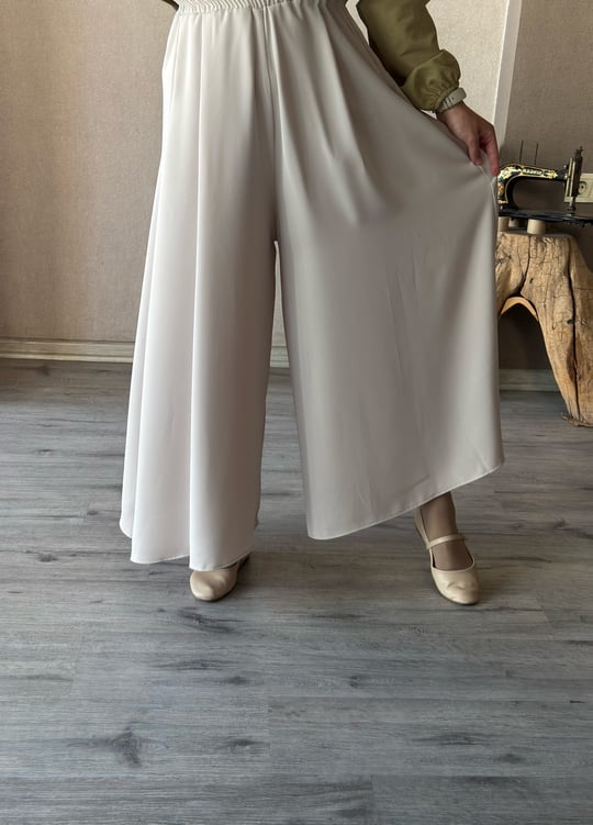 Taş rengi bol paça pantolon - 1123