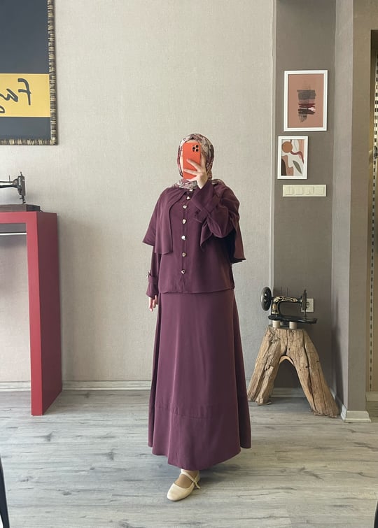 Tasarım gül kurusu takım - 1075