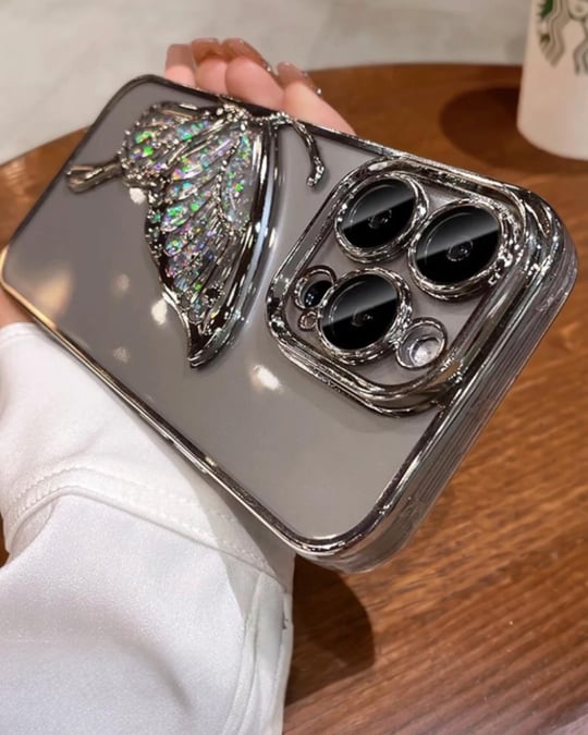Iphone Uyumlu Lens Koruyuculu Sulu Kelebekli Kılıf