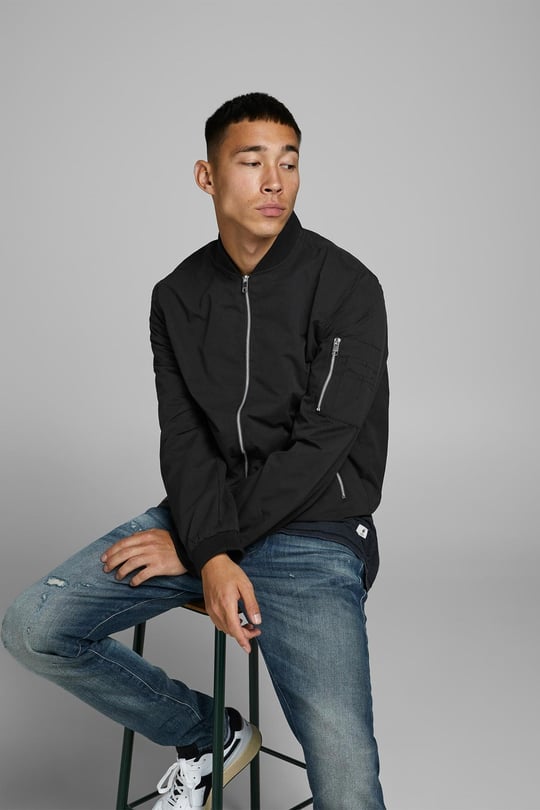 Jack & Jones Essentials Jjerush Fermuarlı Suya Dayanıklı Bomber Erkek Ceket 12165203 SİYAH