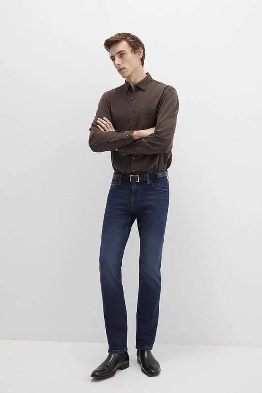 Jake Skinny Fit Normal Bel Dar Paça Jeans Erkek Kot Pantolon 0042290812 LACİVERT