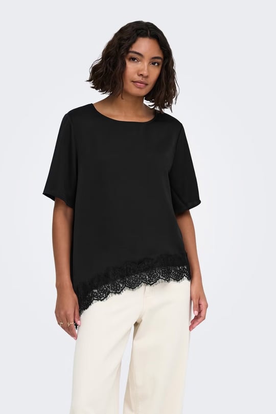 urba Regular Fit Dantel Detaylı Kadın T Shirt 15386781 SİYAH
