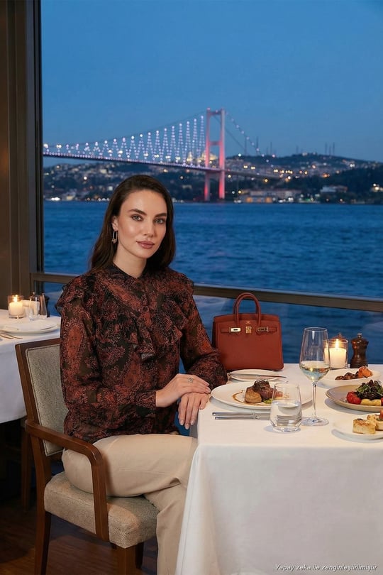 Desenli Standart Fit Hakim Yaka Şifon Kadın Gömlek 611GO00334 HARDAL