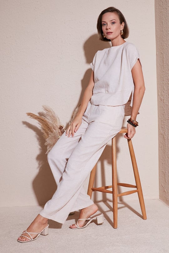 Lela Regular Fit Bol Paça Kadın Takım 67045982S4 KREM