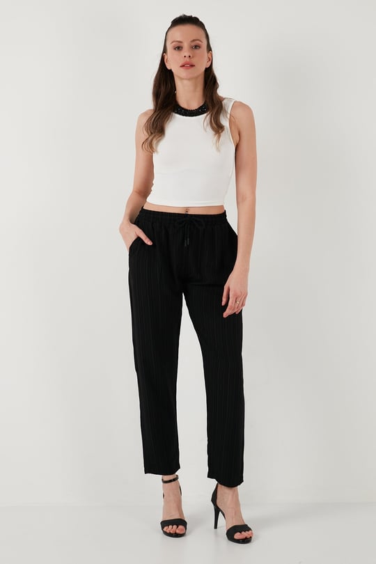 Lela Slim Fit Normal Bel Cepli Kadın Pantolon 5865297 SİYAH