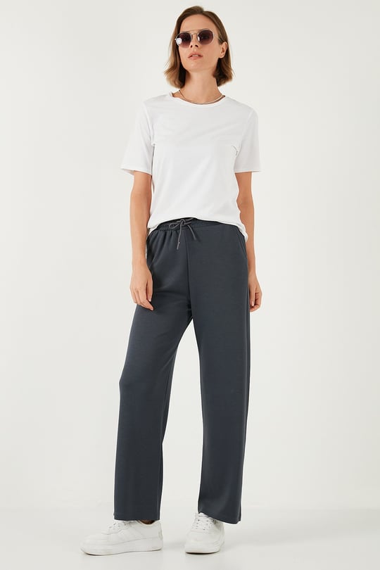 Lela Streç Bol Paça Regular Fit OYSHO Kumaş Kadın Eşofman Altı 5865881 FÜME