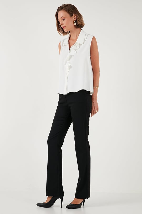 Lela Yüksek Bel Regular Fit Bol Paça Kadın Pantolon 611PL030W4 SİYAH