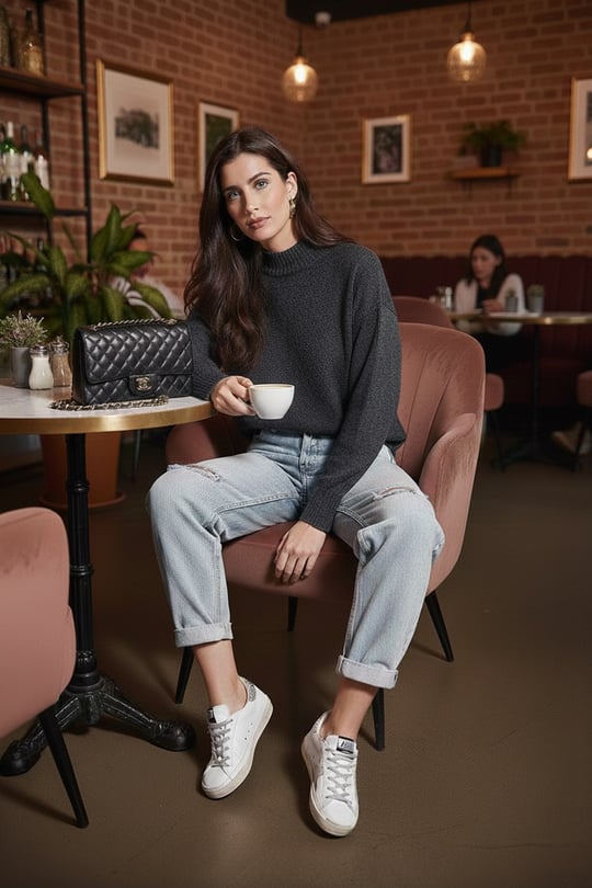 Premium Oversize Fit Balıkçı Yaka Yumuşak Dokulu Triko Kadın Kazak 680KZ00469 ANTRASİT