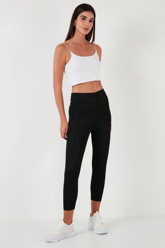 Yüksek Bel Toparlayıcı Slim Fit Esnek Kadın Tayt 5865659 SİYAH