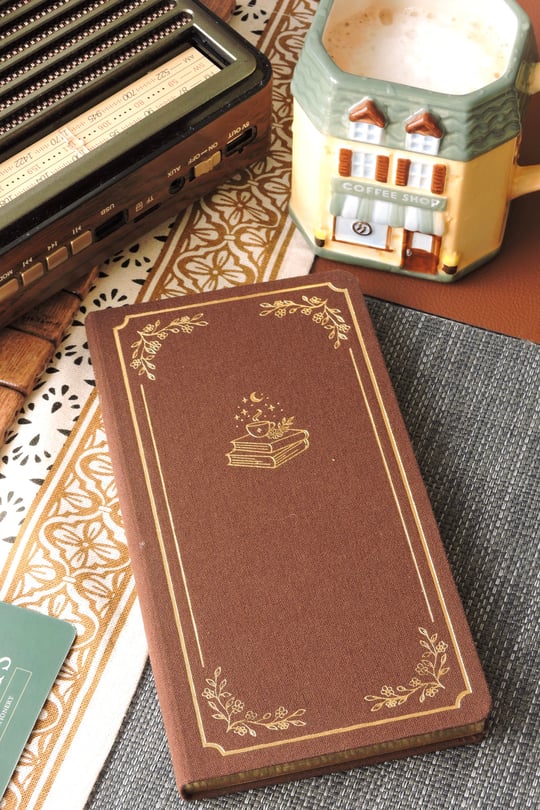 Nova Crafts Fairytale Kahveli Noktalı Keten Defter / Yaldızlı Kapak ve Kenar /  10*20 cm / 90 gram ıvory 
