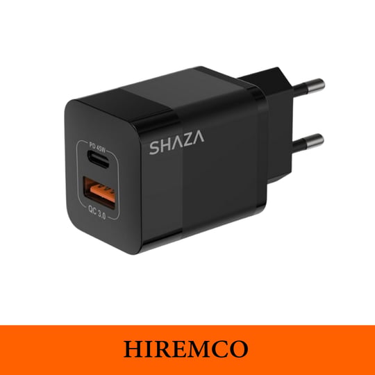 SHAZA 65W GaN Şarj Adaptörü Siyah | QC3.0 + PD Çift Çıkış, Laptop