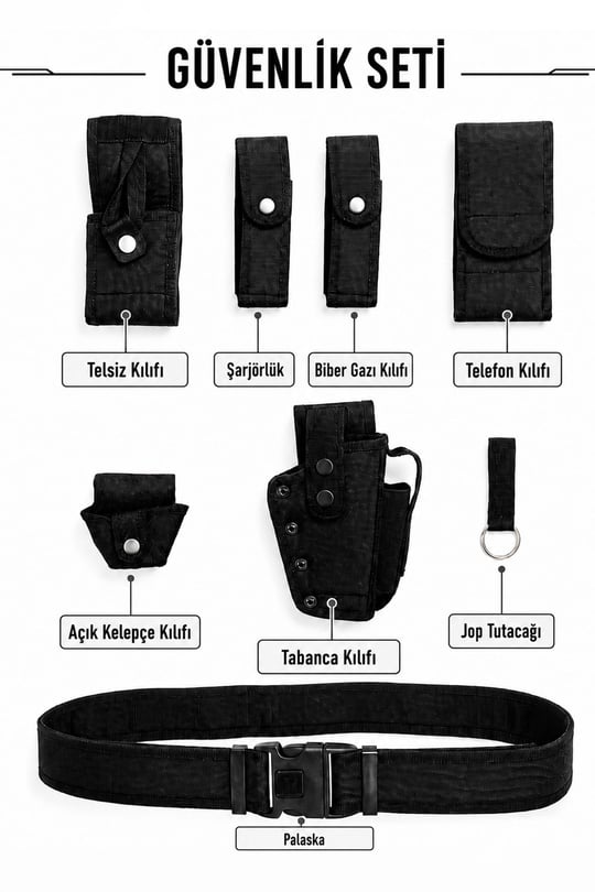 Single Sword 8 Parça Siyah Güvenlik Kemeri Palaska Seti Taktik Görev Kemer Aksesuarları