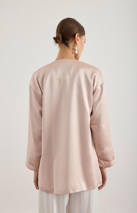Pudra Saten Kimono Ceket