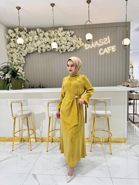 Clande 5002 Elbise  - ASİT YEŞİLİ