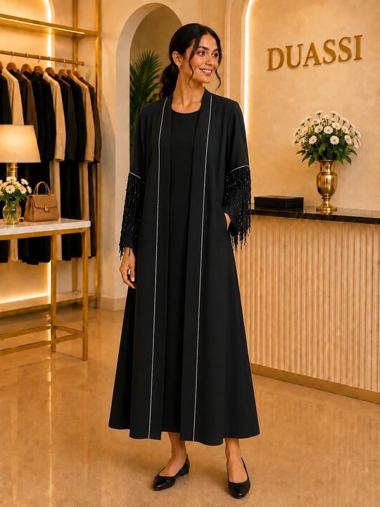 White Corner 3080 Abaya  - SİYAH