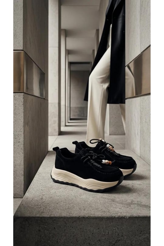 Guja 26K335 Siyah Süet Kadın Sneaker