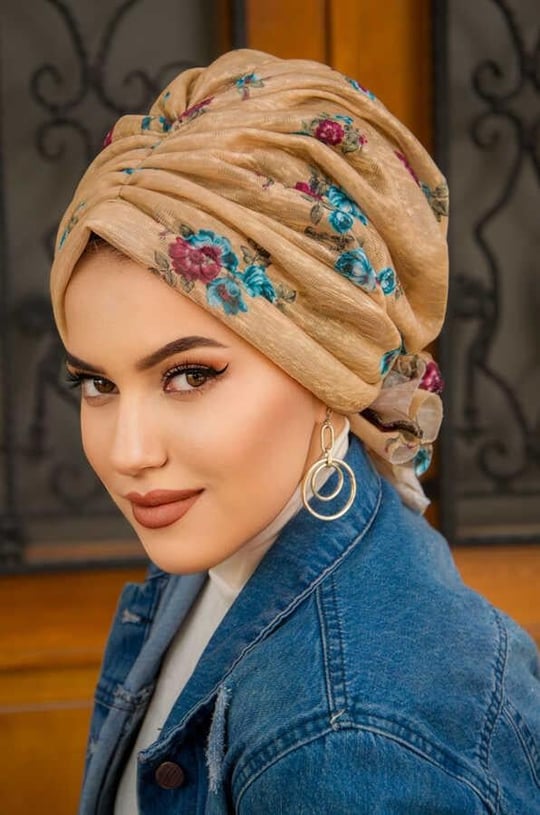 Camel Yaprak Desenli Tokalı Bone