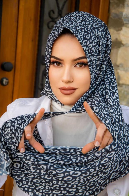 Siyah beyaz Desen Double Şal