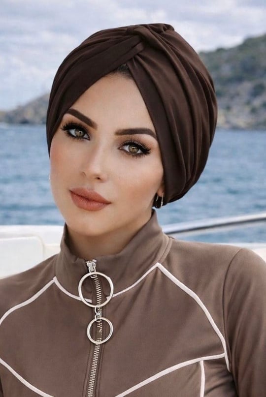 Acı Kahve Burgu Model Hazır Deniz - Havuz Bonesi