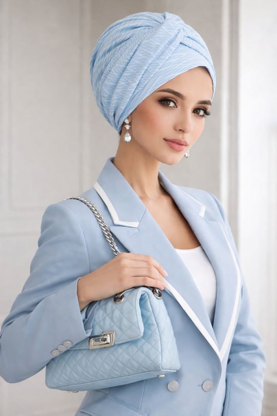 Bebe Mavi Burgu Bantlı Hazır Bone