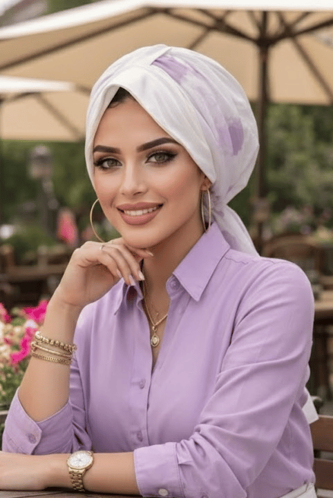 Beyaz Batik Desen Şapka Bone