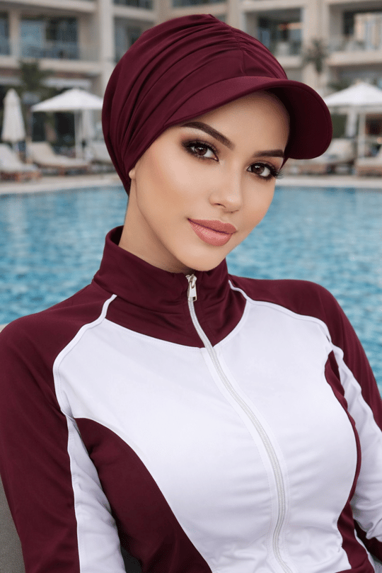 Bordo Havuz & Deniz Şapkası / Mayo Üstüne Kullanılabilir