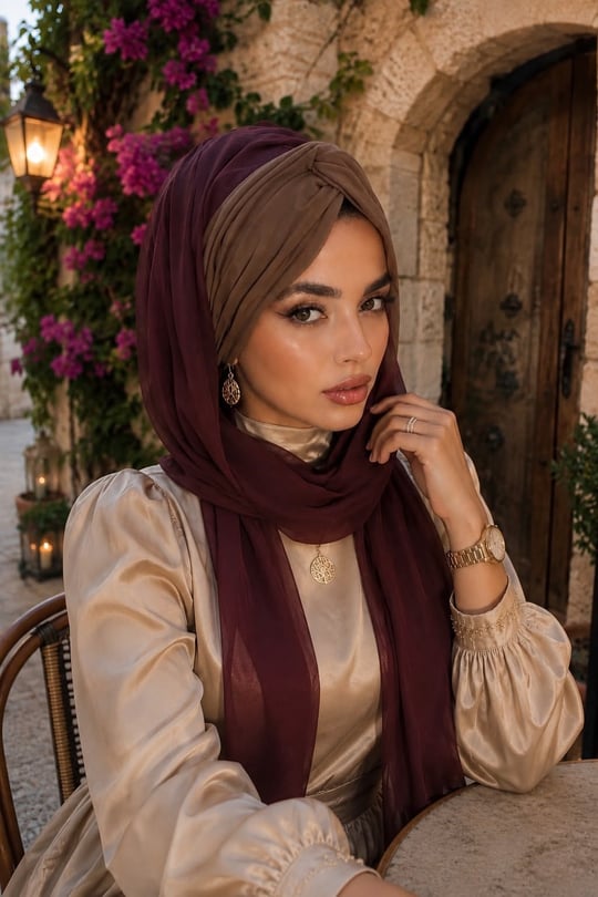 Bordo Vizon Burgu Hazır Şal