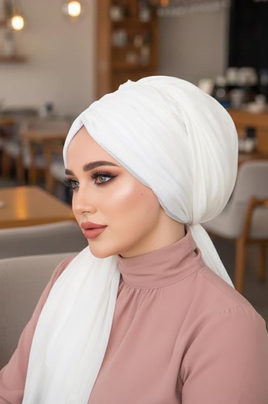 Kırık Beyaz Tokalı Abiye Bone Şal / Hazır Duvak