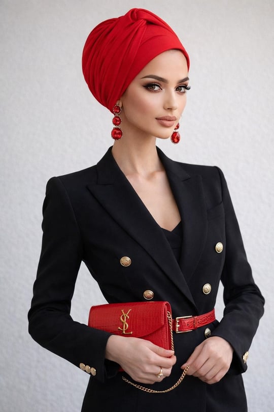 Kırmızı Burgu Detaylı Bone