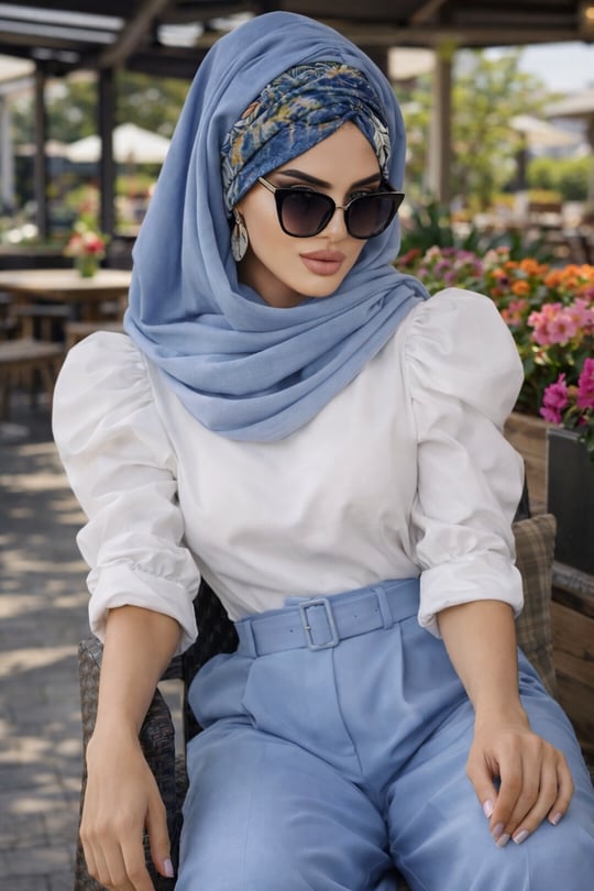 Kot Mavi Çiçek Desen Hazır Şal