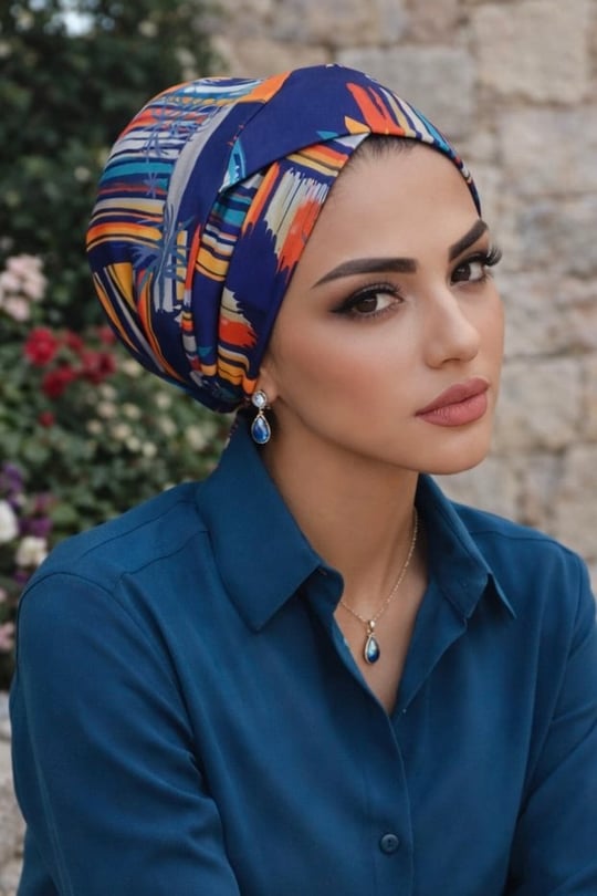 Lacivert Suluboya Desen Çapraz Bone