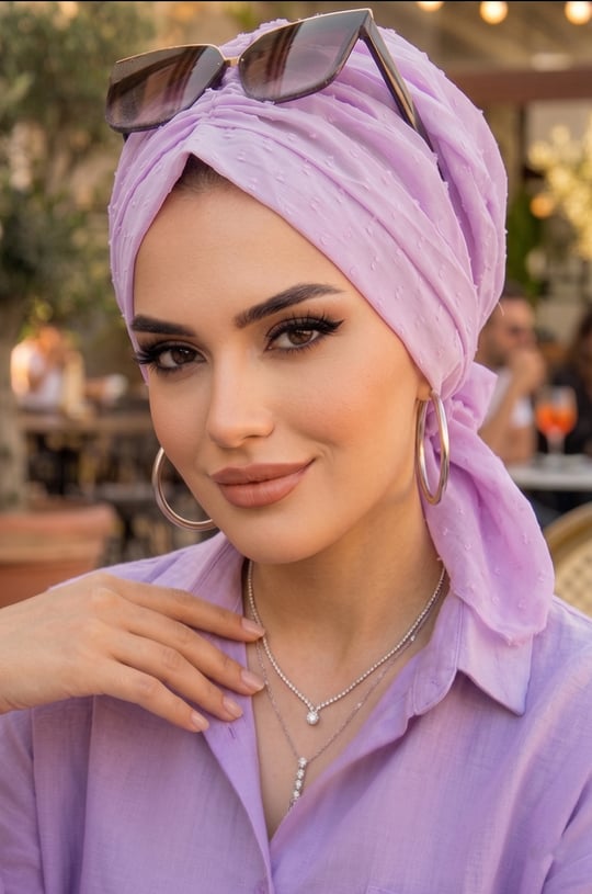 Lila Ponpon Tokalı Bone