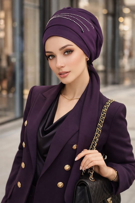 Mürdüm Taşlı Abiye Atkılı Bone