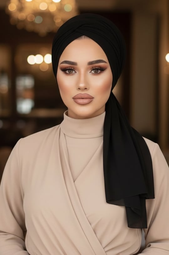 Siyah Tokalı Abiye Bone Şal / Hazır Duvak