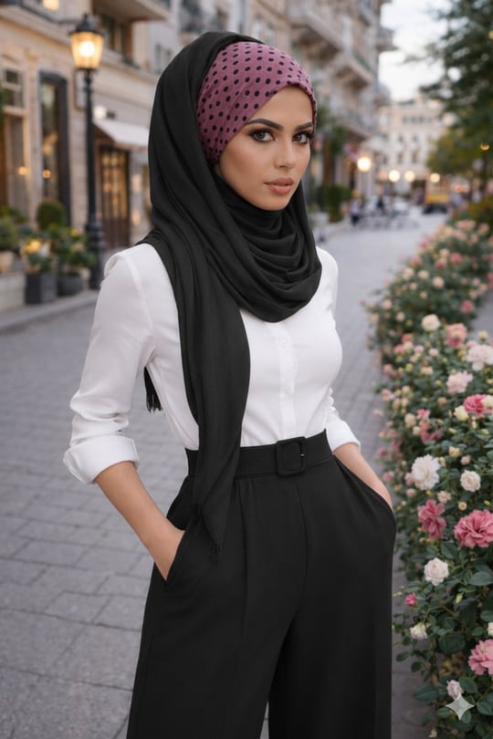 Siyah Gülkurusu Puantiye Bandana Şal