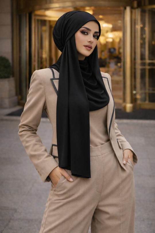 Siyah Bone Şal/ Yarım Tunik/ Boğazlı Panço